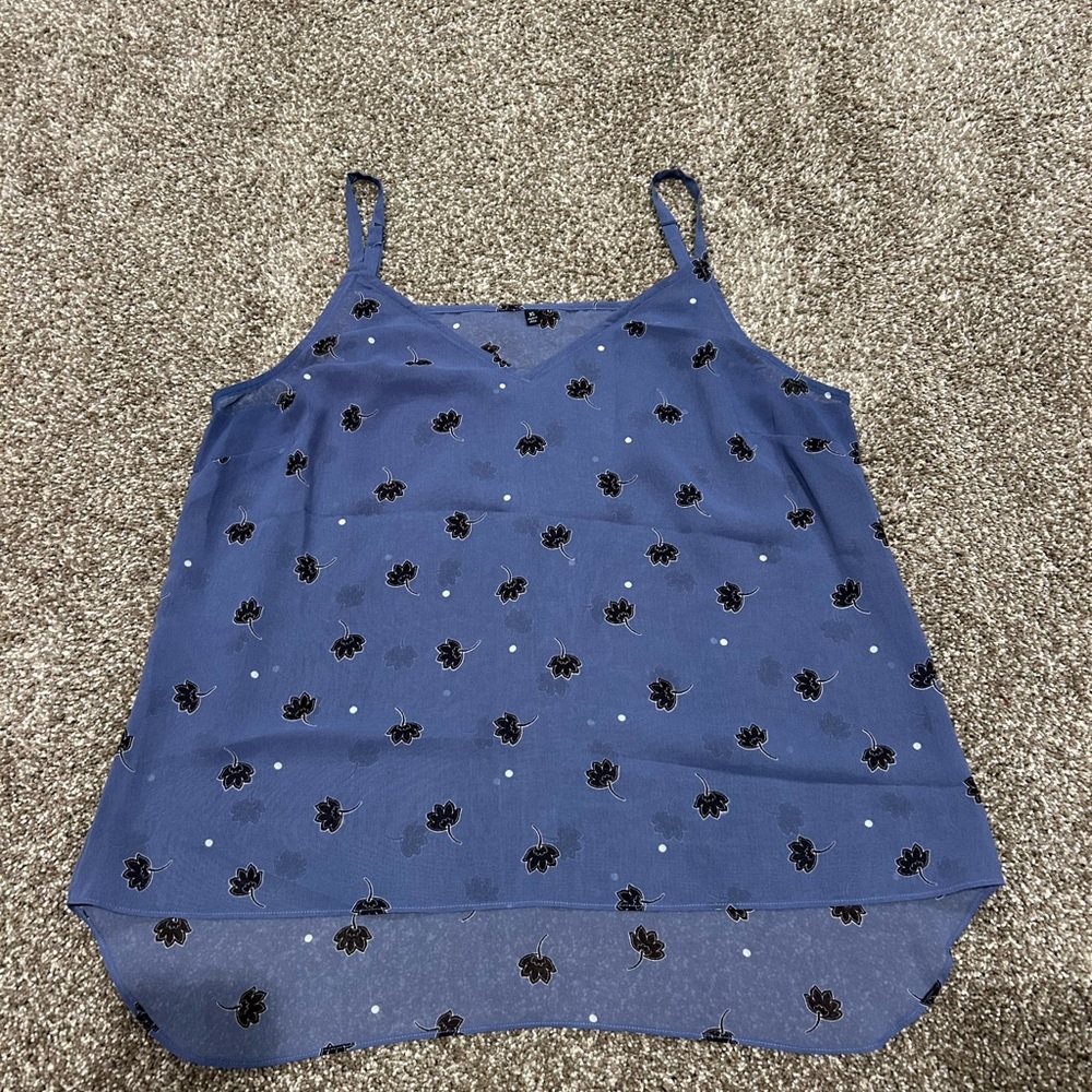 CAbi Elegant Blue Floral Women's Top